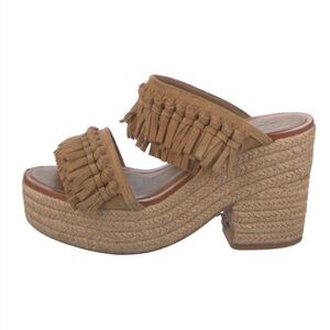 Tory Burch Fria Espedrille Sandals Tan Suede 9